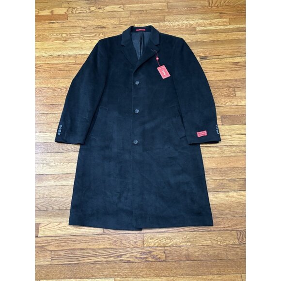 IZOD Mens Dress Trench Coat Sz 44R Black Wool Prospect Overcoat Topcoat NWT $300 - Picture 1 of 8
